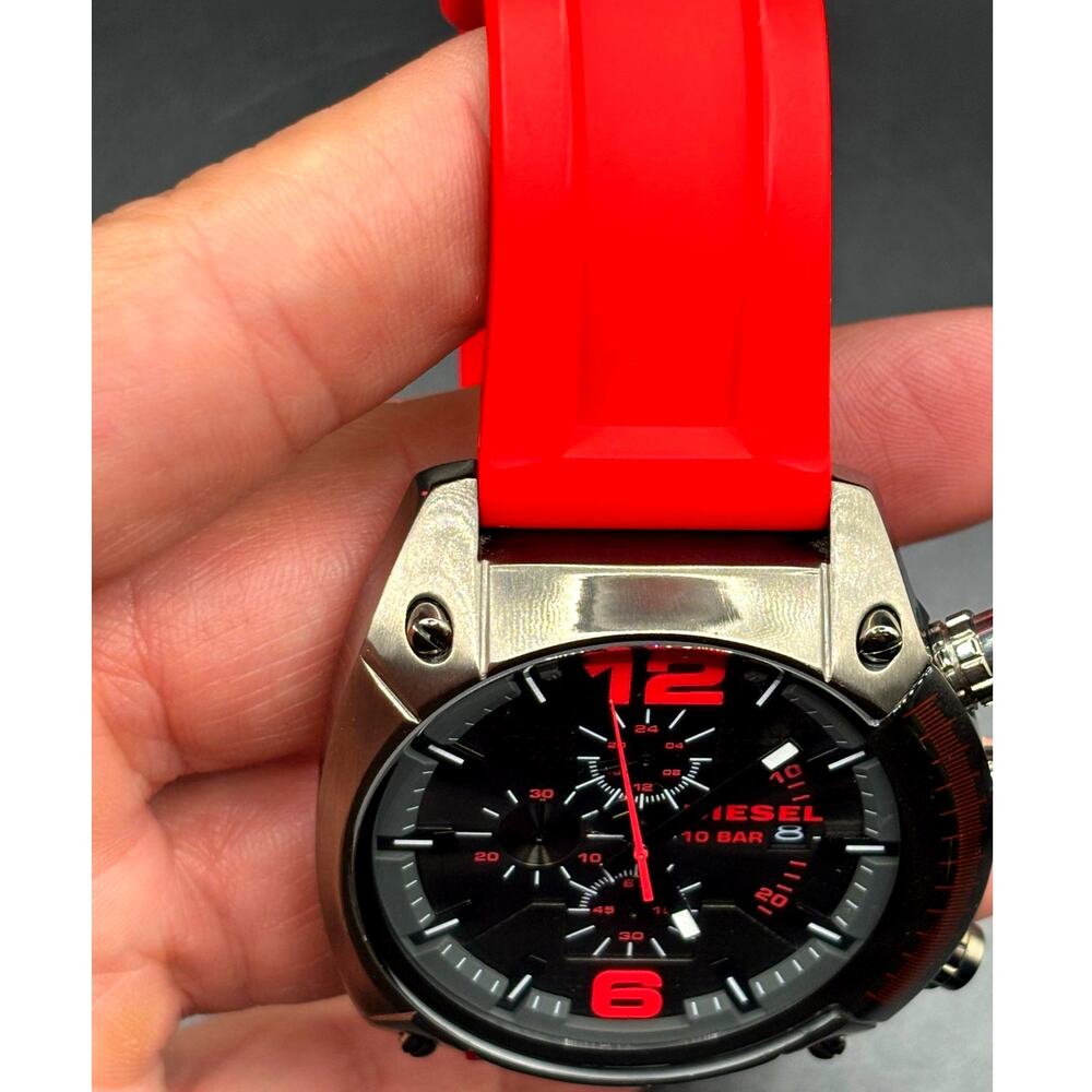 Diesel Overflow DZ4481 Chronograph Red Silicone 55mm Men’s Watch - Picture 16 of 17